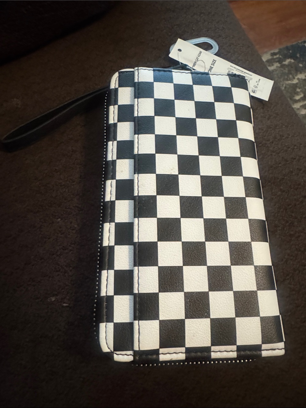 No Boundaries Black and White Checker Wristlet Wallet